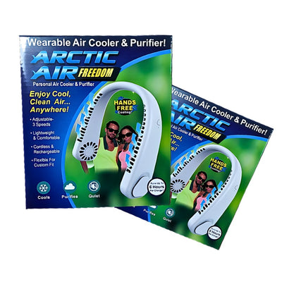 Wearable Neck Fan & Air Purifier | Arctic Air Freedom | USB Rechargeable 3-Speed Personal Cooler for Indoor & Outdoor Use | Random Color