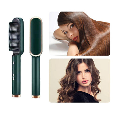 2-in-1 Hair Straightener Brush – Fast Heating & Anti-Frizz Styling"