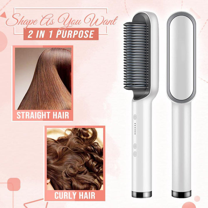 2-in-1 Hair Straightener Brush – Fast Heating & Anti-Frizz Styling"