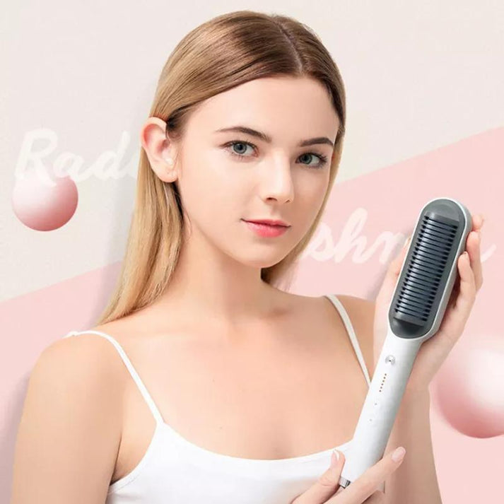 2-in-1 Hair Straightener Brush – Fast Heating & Anti-Frizz Styling"